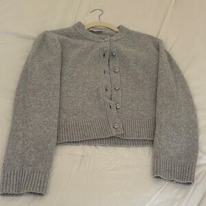 Gray Women's Button Up Sweater